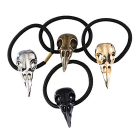 Women Elastic Metal Alloy Skull Pattern Hair Holder (Set of 4pcs)