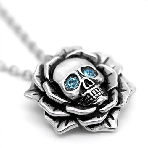 Skull Rose Birthstone Necklace