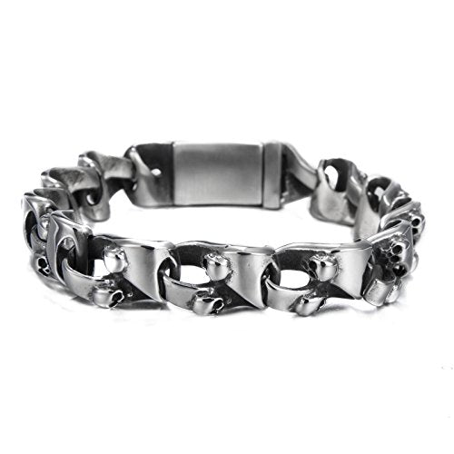 Men's Bracelet Skull Titanium Steel Link Bracelet