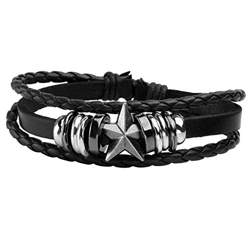 3 Pcs Unisex Braided Leather Skull Bracelet