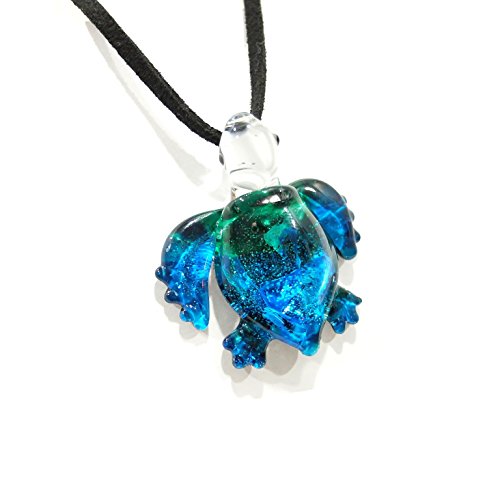 Handmade Ocean Sea Turtle Art Glass Pendant Necklace