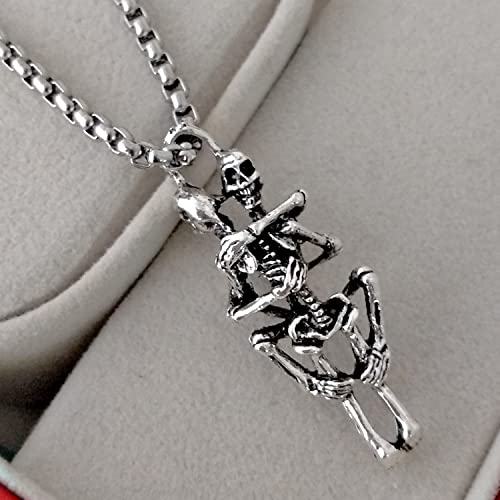 Retro Skull Never Leave Couple Necklace