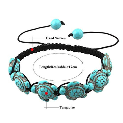 Hand Knit Bohemian Turquoise Turtle Bracelet