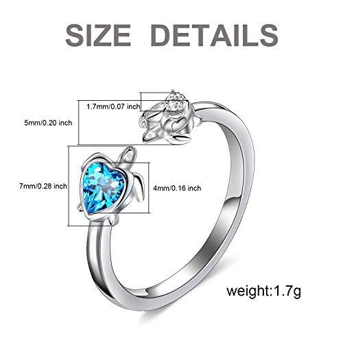Mom And Baby Sea Turtle 925 Sterling Silver Open Ring