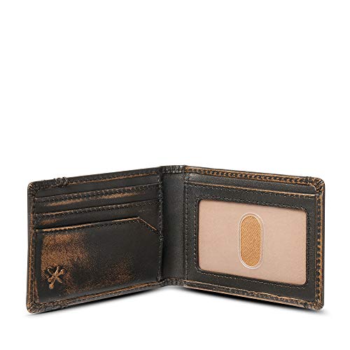 Skull Bifold Money Clip Front Pocket Full Grain Leather Wallet