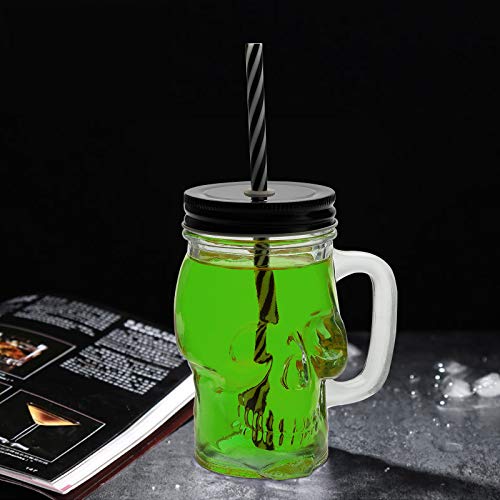 6 Pack 12 Oz Skull Mason Jar With Lids And Straws