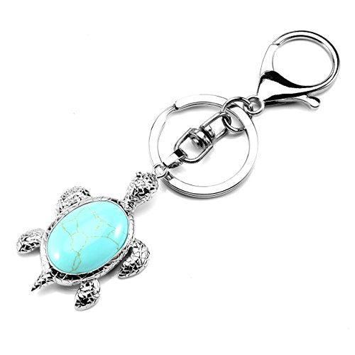 Sea Turtle Natural Crystal Stone Keychain Gemstone