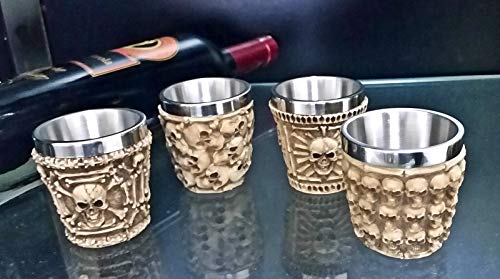 Skull Skeletal Bones Mini Cocktails Shot Glasses Set of 4