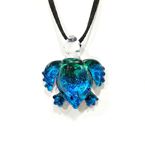 Handmade Ocean Sea Turtle Art Glass Pendant Necklace