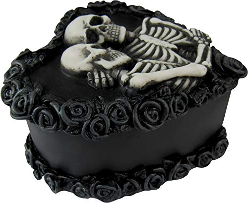 To Have & To Hold Skeleton Black Rose Keepsake Jewelry Trinket Box 5-inch