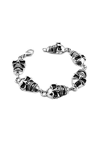 Men Skull Bracelet - Stainless Steel - 8.5 inches