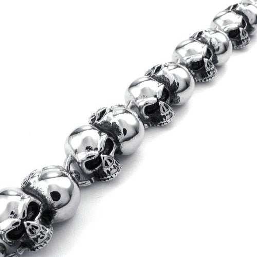 Men Stainless Steel Skull Bracelet Silver 8.5 Inch