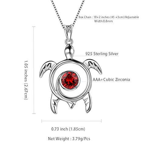Spiral 925 Sterling Silver Sea Turtle Birthstone Necklace