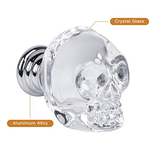 8 Pcs Crystal Skull Glass Furniture Door Knobs Handle