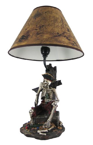 Skeleton Pirate Treasure Table Lamp With Shade