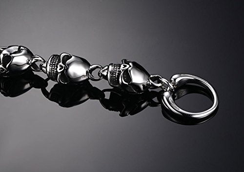 Stainless Steel Gothic Skull Link Bracelets for Men, 8.26"