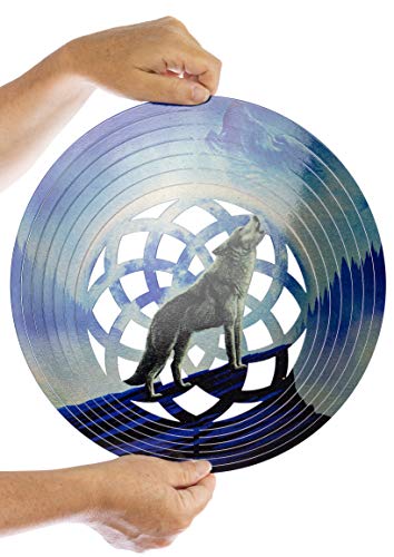 Wolf Dreamcatcher Kinetic 3D Metal Outdoor Garden Decor Wind Spinner