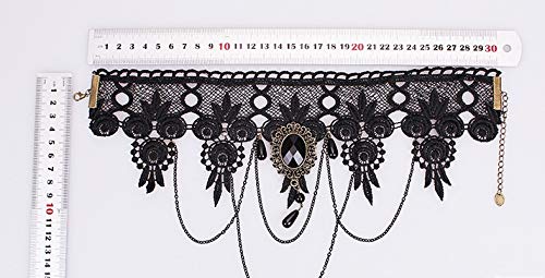 Vintage Black Lace Gothic Choker Necklace and Earrings Set