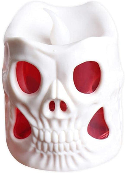 Set of 4 LED Light Up Skull Shaped Flameless Candles