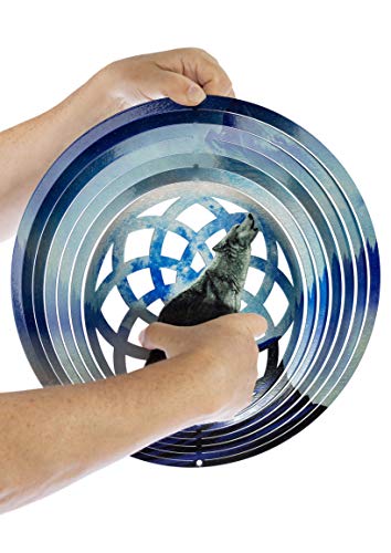 Wolf Dreamcatcher Kinetic 3D Metal Outdoor Garden Decor Wind Spinner