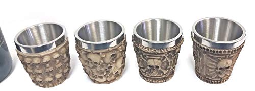 Skull Skeletal Bones Mini Cocktails Shot Glasses Set of 4