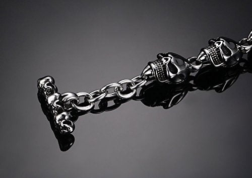 Stainless Steel Gothic Skull Link Bracelets for Men, 8.26"