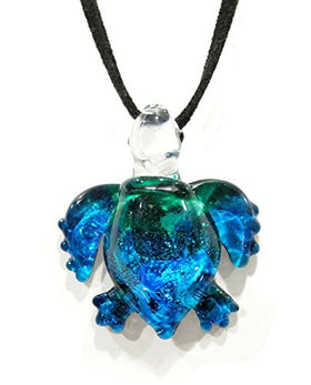 Handmade Ocean Sea Turtle Art Glass Pendant Necklace