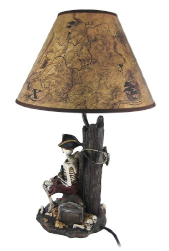 Skeleton Pirate Treasure Table Lamp With Shade
