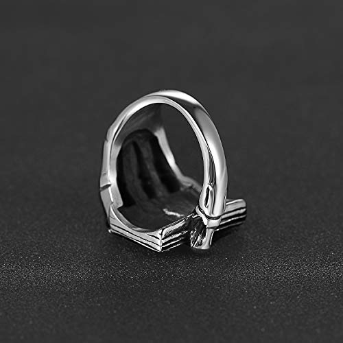 Men Stainless Steel Skull Hand Claw Poker Card Ace Ring