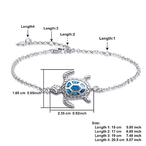 Blue Opal Sea Turtle Sterling Silver Bracelet