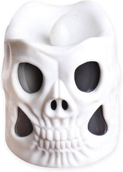 Set of 4 LED Light Up Skull Shaped Flameless Candles