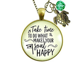 Handmade 24" Turtle Take Time to Make Soul Happy Necklace