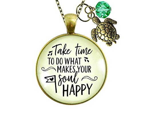 Handmade 24" Turtle Take Time to Make Soul Happy Necklace