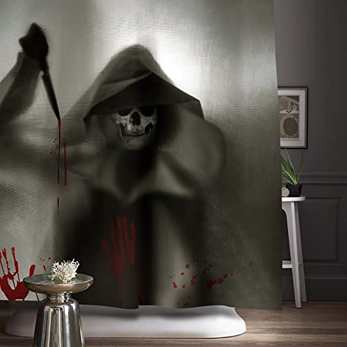 Black Shadowy Skull Shower Curtain