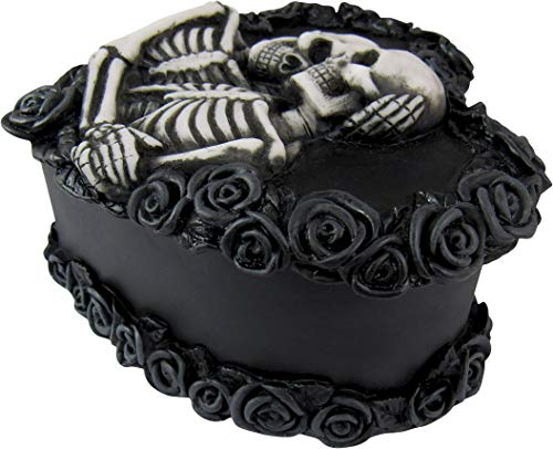 To Have & To Hold Skeleton Black Rose Keepsake Jewelry Trinket Box 5-inch