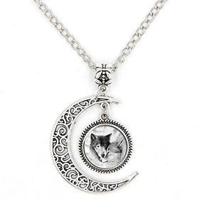 Men and Women Crescent Wolf Necklace