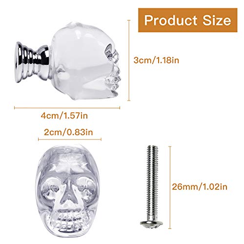 8 Pcs Crystal Skull Glass Furniture Door Knobs Handle