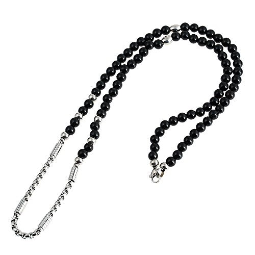 Black Natural Agate Stone Stainless Steel Sea Turtle Pendant Necklace