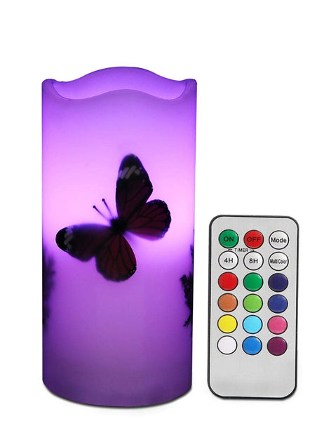 LED Flame-less Battery Operated 12 Color Changing Butterfly Candle