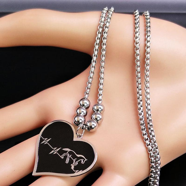 Horse Heartbeat Stainless Steel Necklace