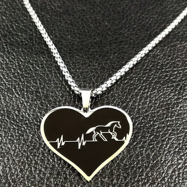Horse Heartbeat Stainless Steel Necklace