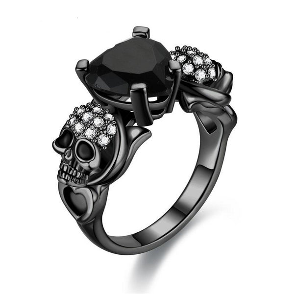 Skull Heart Zircon Crystal Ring