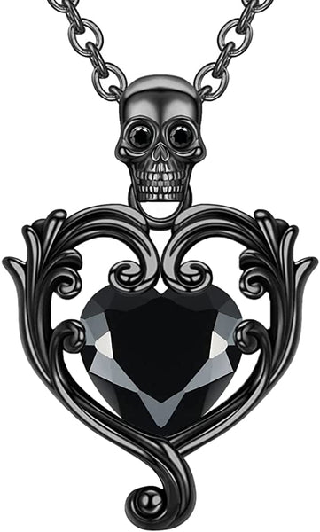Gothic Skull Punk Heart Pendant Necklace