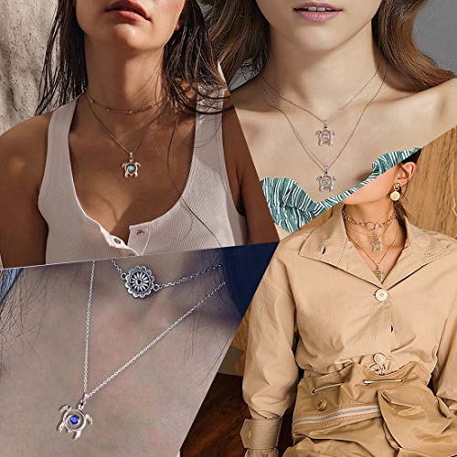Spiral 925 Sterling Silver Sea Turtle Birthstone Necklace