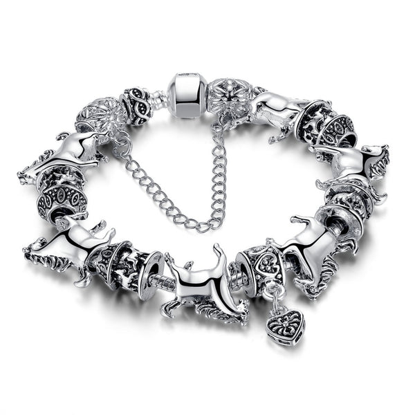 Silver Horse Charm Bracelet