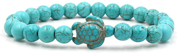6Pcs Natural Bead Lava Rock Stone Turtle Bracelet