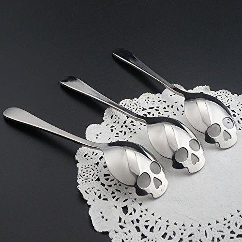 Set of 6 Stainless Steel Skull Spoon