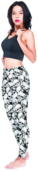 Skull Heads Ankle Elastic Leggings