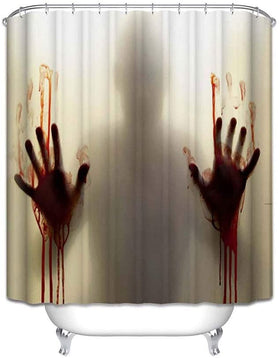 Horror Bloody Hands Shower Curtains with Hooks, 65x72 In