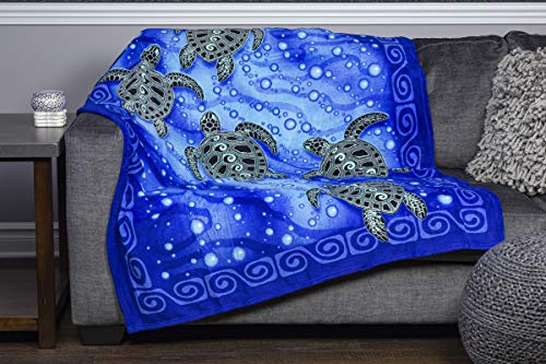 Tribal Sea Turtles Super Soft Plush Fleece Throw Blanket, 50x60